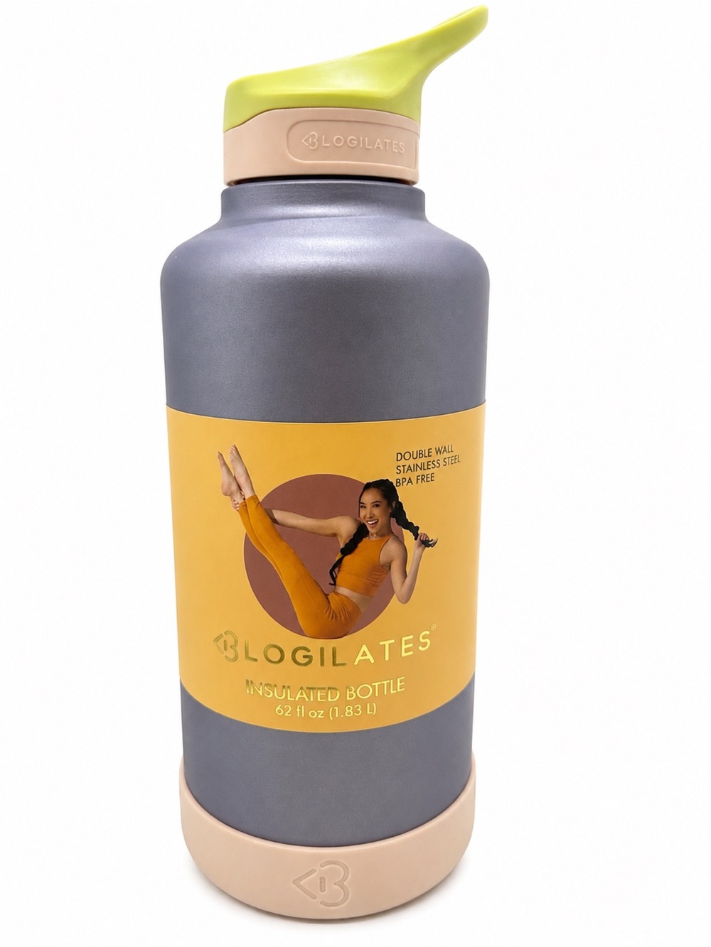 Blogilates 62 oz Insulated Stainless Steel Water Bottle BPA Free Double Wall New